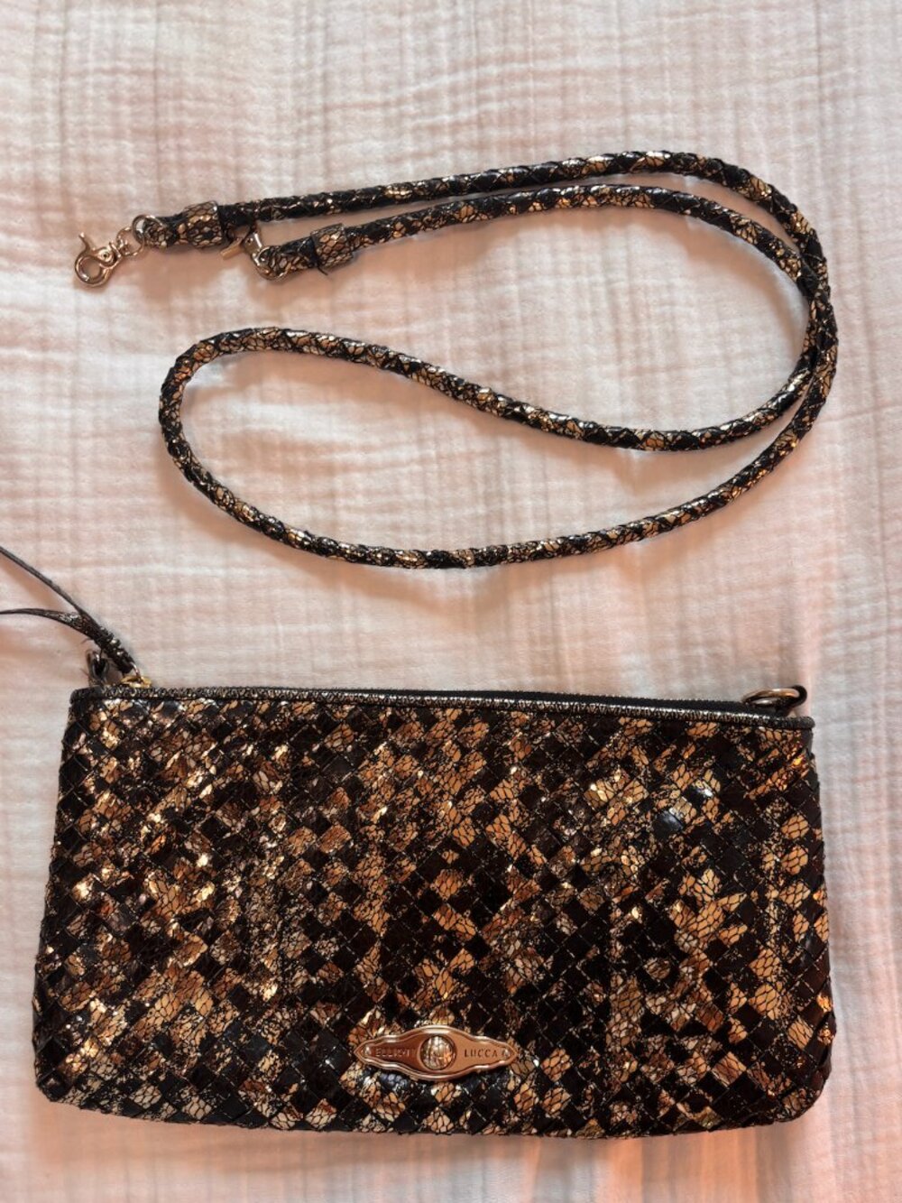 Elliott Lucca Woven Leather Crossbody Bag